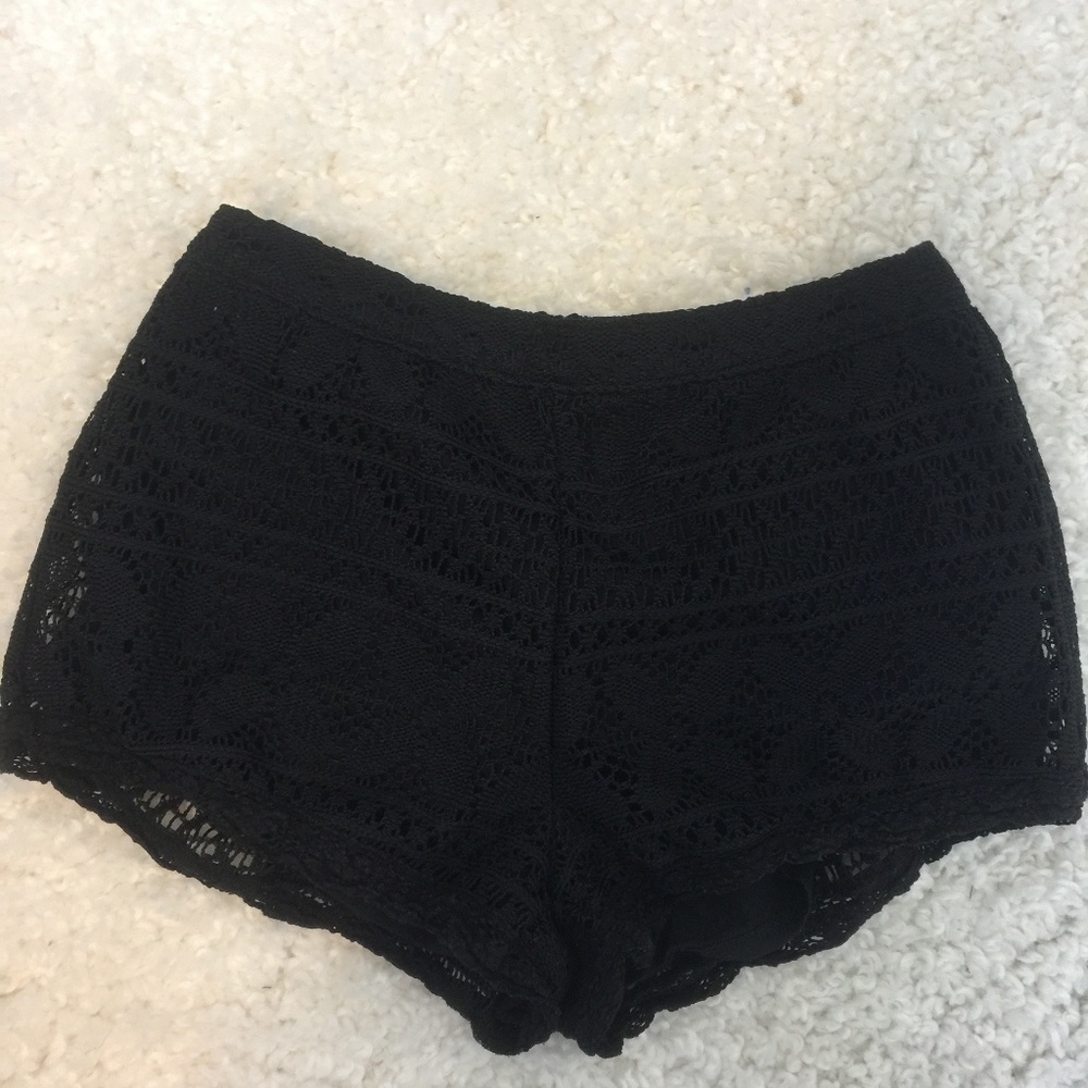 Hollister Black Crochet Shorts